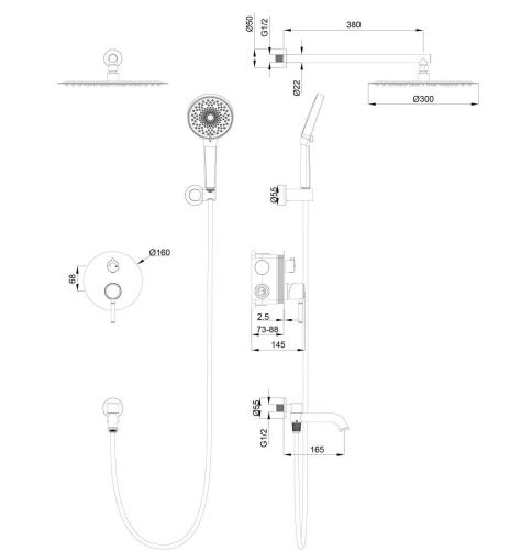 Душевая система Wonzon & Woghand TOR WW-88939073-RG встраиваемая в стену цвет золото - фото 2