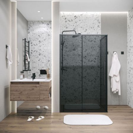 Боковая стенка Grossman Galaxy 200.K33.01.100.21.10 100х195 стекло тонированное профиль черный