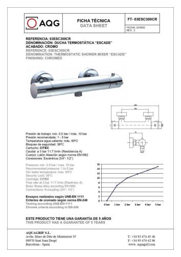Смеситель для душа AQG ESCADA 03ESC300CR настенный хром - фото 2
