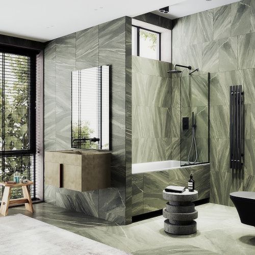 Душевая шторка на ванну Maybah Glass MGV-154-6у 75х140 стекло прозрачное профиль черный ориентация универсальная - фото 2