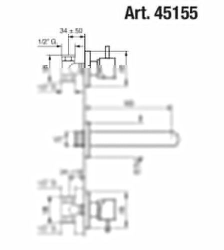 Смеситель для раковины Emmevi Piper 45155/CR встраиваемый в стену хром - фото 2