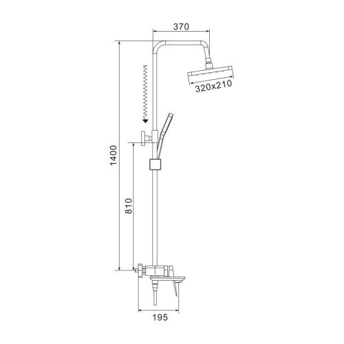 Душевая стойка Shevanik S4226T настенная цвет оружейная сталь - фото 3