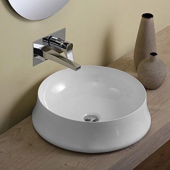 Раковина из сантехнического фаянса Simas SHARP SH01bi*0 50х50 накладная цвет белый без отверстий под смеситель