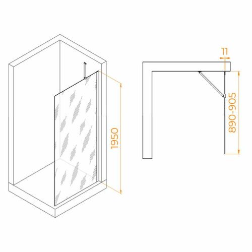 Душевая перегородка RGW Walk In 351010209-34 90х195 стекло тонированное профиль черный - фото 2
