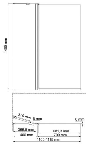 Душевая шторка на ванну Wasserkraft Berkel 48P 48P02-110W 110х140 стекло прозрачное профиль белый ориентация универсальная - фото 4