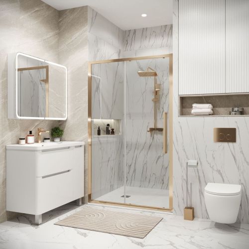 Душевая дверь Grossman Cosmo 100.K33.02.130.32.00 130х195 стекло прозрачное профиль золото - фото 3