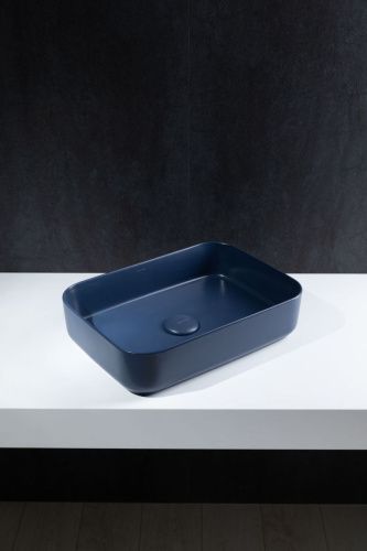 Раковина керамическая Allen Brau Fantasy 4.11021.ID 50х40 накладная цвет синий без отверстий под смеситель - фото 4