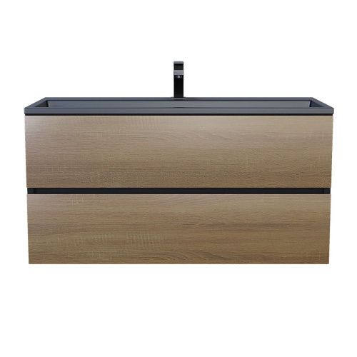 Тумба с раковиной Uperwood Barsa 298301045 100х50 цвет коричневый/черный - фото 4