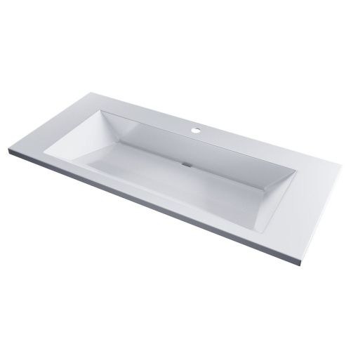 Раковина из искусственного камня Uperwood Olivia ROlivia100wg 100х50 полувстраиваемая цвет белый - фото 5