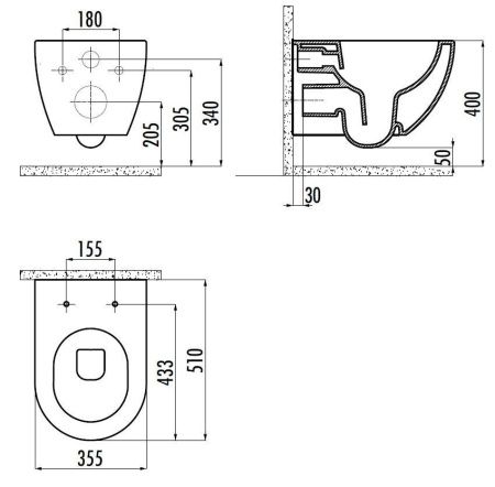 Чаша унитаза подвесная Creavit Free FE322-00NY00E-0000 цвет бирюзовый без сиденья смыв торнадо