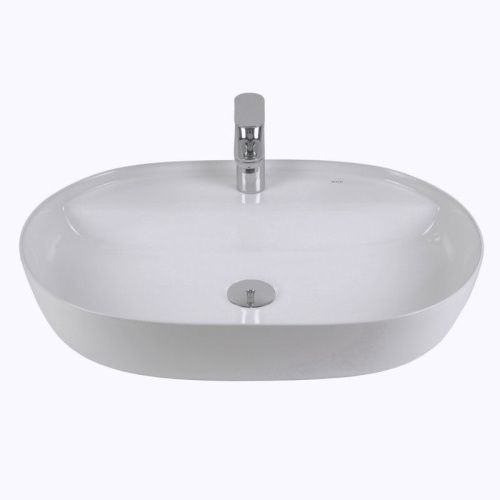 Раковина из сантехнического фарфора Bond Oval S01-600 60х40 накладная цвет белый 1 отверстие под смеситель - фото 2
