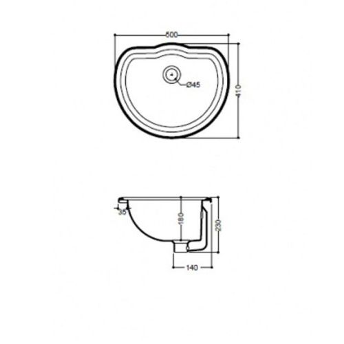 Раковина из сантехнического фарфора Kerasan Retro 103101bi*0 50х40 встраиваемая цвет белый без отверстий под смеситель - фото 2