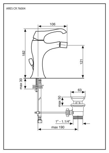 Смеситель Emmevi Ares 76004/NS на биде никель - фото 2