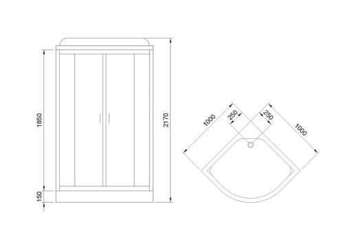 Душевая кабина Royal Bath НК RB100HK7-WT 100х100 четверть круга с крышей ориентация универсальная - фото 4