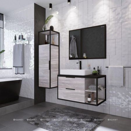 Шкаф-пенал Grossman Лофт 304002 40х37х140 подвесной цвет шанико/черный