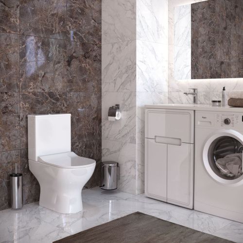 Унитаз напольный с бачком Taliente Arte AR35045 белый с сиденьем безободковый душевой смыв - фото 5