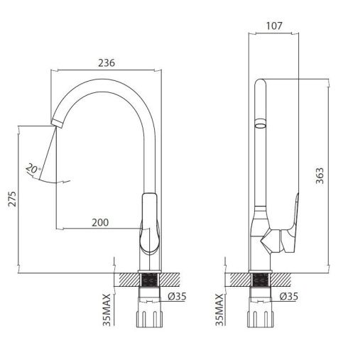 Смеситель для кухни Creavit PR8501 на мойку хром - фото 2