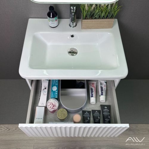 Тумба с раковиной Alavann Wave ALV1110000 60х50 подвесная цвет белый - фото 3