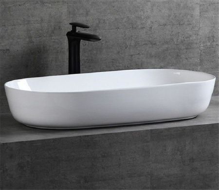 Раковина из сантехнического фаянса CeramaLux 78327 80х40 накладная цвет белый без отверстий под смеситель