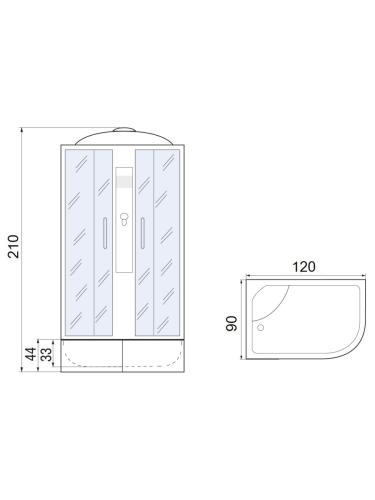 Душевая кабина River DESNA 10000001761 120х90 асимметричная с крышей ориентация левая - фото 2