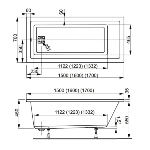 Ванна акриловая Vagnerplast Cavallo VPBA157CAV2X-04 150х70 пристенная прямоугольная без каркаса - фото 2