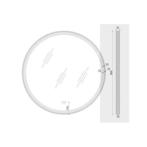 Зеркало с подсветкой и антизапотевателем Maretti Elena EA1480R21EL 80х80 подвесное - фото 3