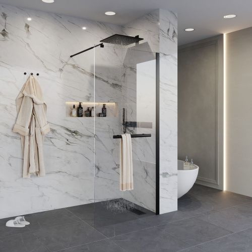 Душевая перегородка Niagara Nova NG-681-90BLACK 90х195 стекло прозрачное профиль черный - фото 2