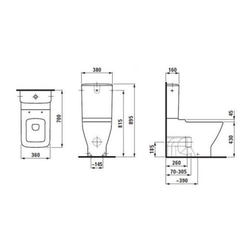 Чаша унитаза напольная Laufen Palace 8.2470.6.000.000.1 цвет белый без сиденья и без бачка душевой смыв - фото 2