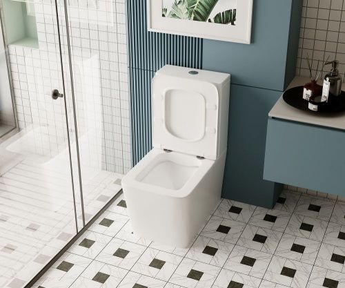 Унитаз напольный с бачком Abber Rechteck AC1210 белый с сиденьем безободковый каскадный смыв - фото 3