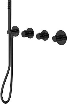 Смеситель для ванны с душем Paffoni Modular Box MDE000NO настенный черный с термостатом