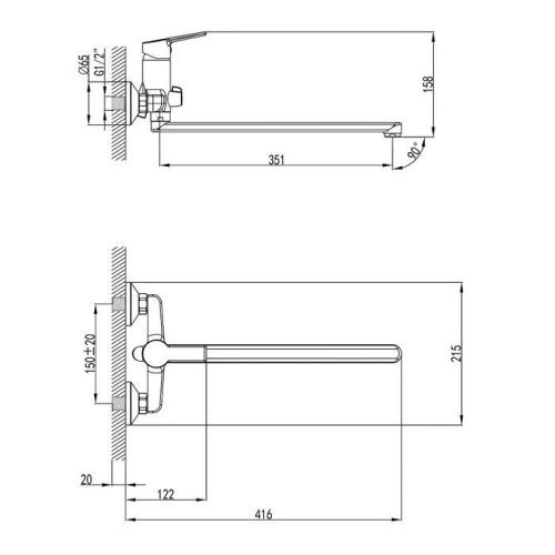 Смеситель для ванны Milardo Stripe STRSB02M10 настенный хром - фото 3