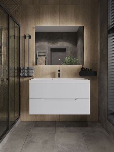 Тумба с раковиной Orange Line Li-100Tuw+RA100 100х50 цвет белый - фото 4