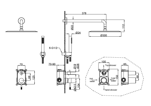 Душевая система Boheme Uno 464-NB встраиваемая в стену цвет серый - фото 2