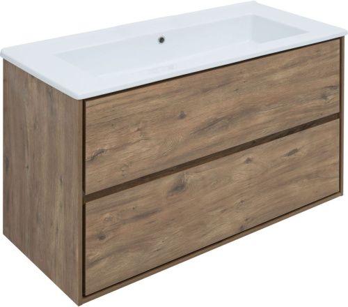 Тумба под раковину Aquanet Милан 00339971 110х50 подвесная цвет коричневый - фото 4