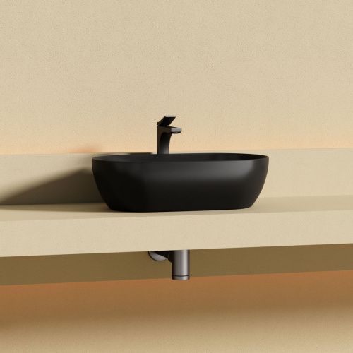 Раковина из сантехнического фарфора Ceramica Nova TWIST CN12001MB 50х30 накладная цвет черный - фото 4