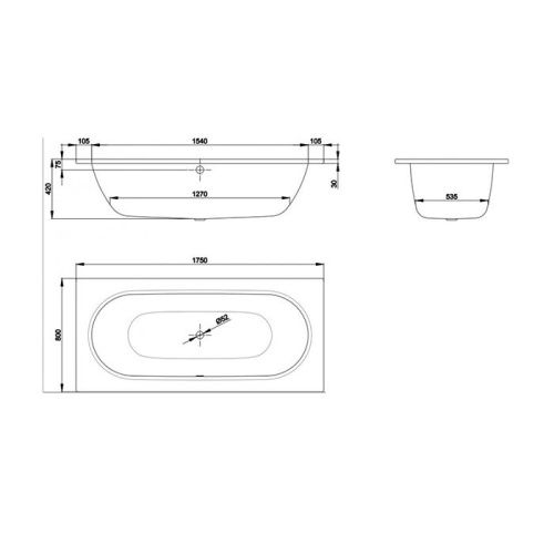 Ванна стальная Bette Starlet 1450-000 175х80 встраиваемая прямоугольная без ножек - фото 2