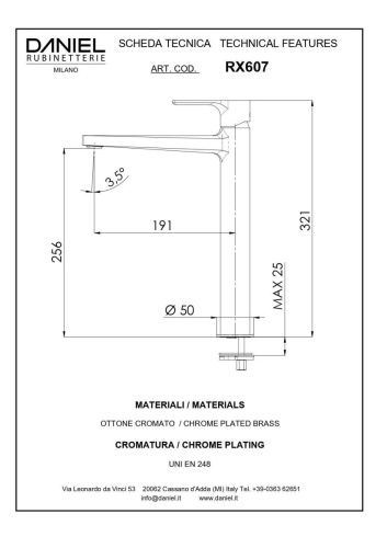 Смеситель для раковины Daniel Reflex RX607-NP на столешницу никель - фото 2