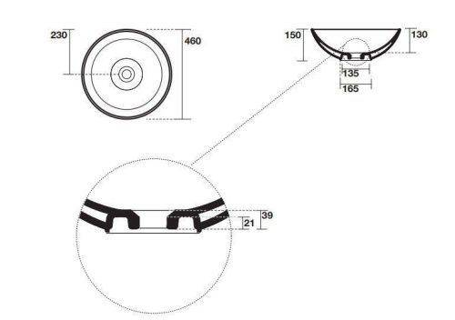 Раковина из сантехнического фарфора Kerasan Ciotola 430330 50х50 накладная цвет белый без отверстий под смеситель - фото 2