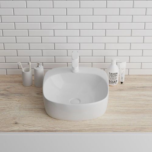 Раковина из сантехнического фаянса Grossman GR-3028 40х40 накладная цвет белый 1 отверстие под смеситель - фото 2