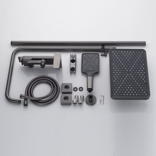 Душевая стойка Shevanik S4226T настенная цвет оружейная сталь - фото 4