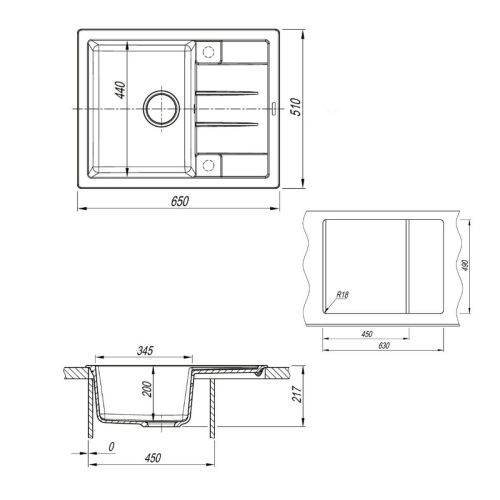 Кухонная мойка Uperwood Quartz Premium UPD-03 3910202110 65х50 цвет серый поверхность матовая - фото 5