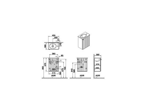 Тумба с раковиной Vitra Root Groove 69198 50х30 подвесная цвет белый - фото 2