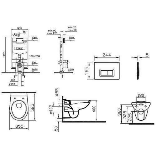 Комплект унитаз с инсталляцией и клавишей смыва Vitra Normus 9773B003-7200 - фото 2