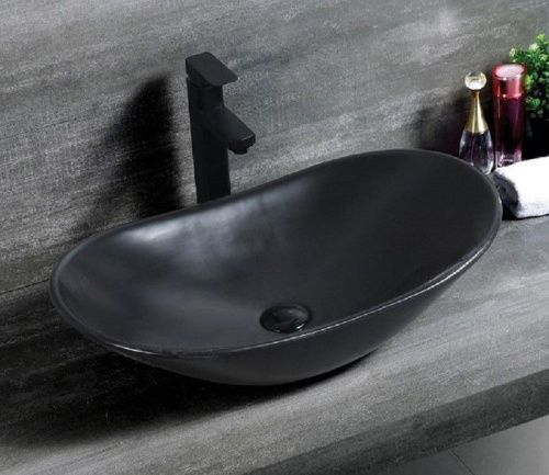 Раковина из сантехнического фаянса CeramaLux 7811AMB 60х40 накладная цвет черный без отверстий под смеситель - фото 5