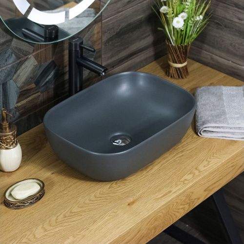 Раковина мебельная из сантехнического фаянса Melana 320328MDG-805 50х30 накладная цвет серый - фото 2