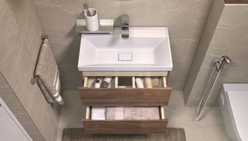 Тумба под раковину Velvex Mondi 359 акация темная 60х40 подвесная цвет коричневый - фото 5