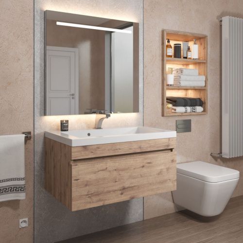 Тумба с раковиной Uperwood Eva 3930313471 70х50 цвет коричневый - фото 5