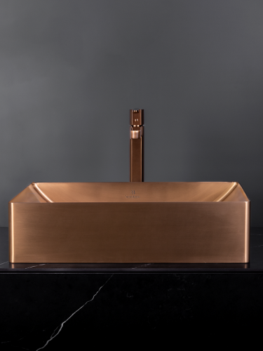 Раковина из нержавеющей стали AltroBagno Futuro AltroBagnoFuturo001015RaSp 50х30 накладная цвет медь - фото 2