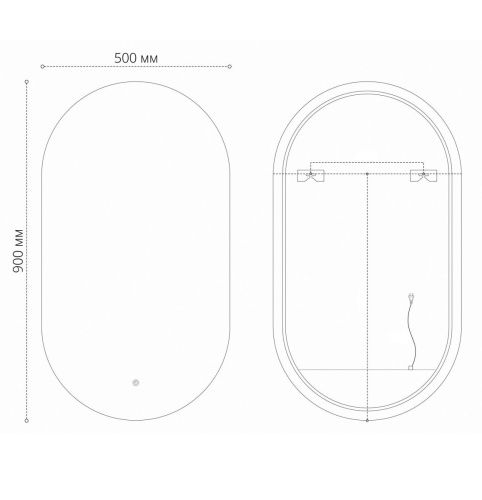 Зеркало с подсветкой Grossman NERO-промо 245090 50х90 подвесное - фото 3