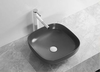 Раковина из сантехнического фарфора Cerutti SPA CR2677 40х40 накладная цвет черный без отверстий под смеситель